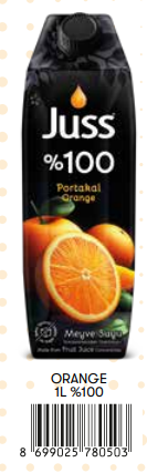 Juss %100 1 Lt Tetrapak Portakal