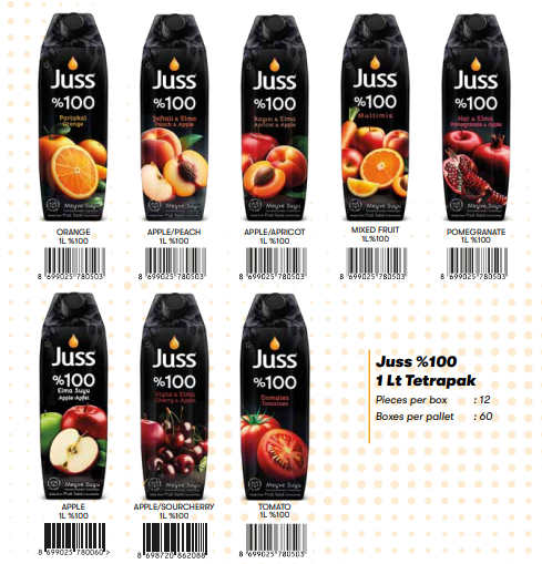 Juss %100 1 Lt Tetrapak Elma&Şeftali