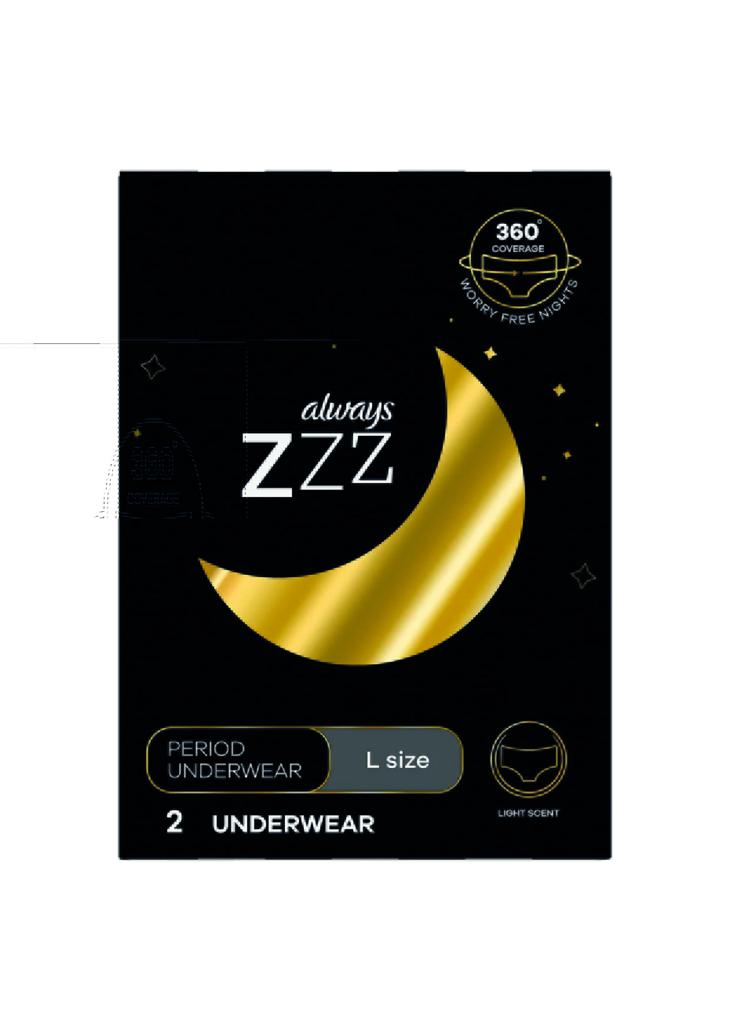 Always Zzz Disposable Overnight Period Underwear For Women Size L 2 Adet