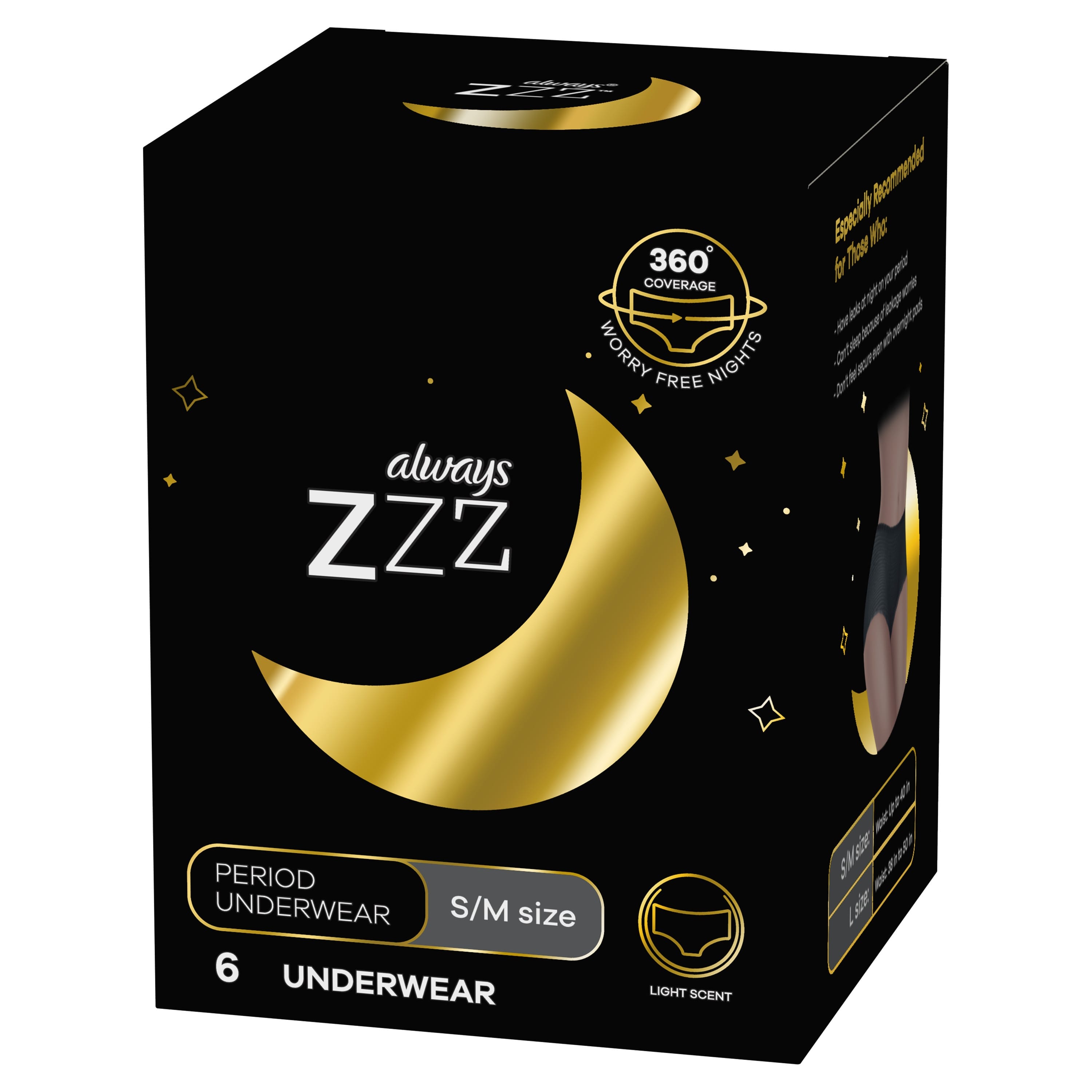 Always Zzz Disposable Overnight Period Underwear For Women Size S 6 Adet