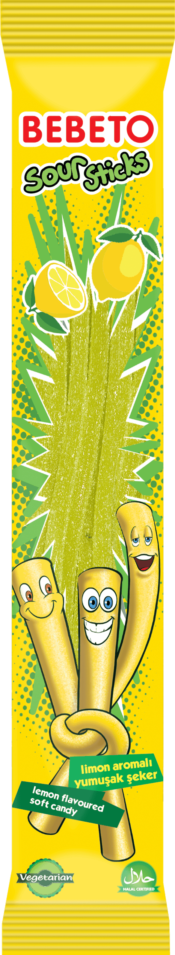 Kervan Gıda Bebeto Sour Stick Lemon  180 Grx24