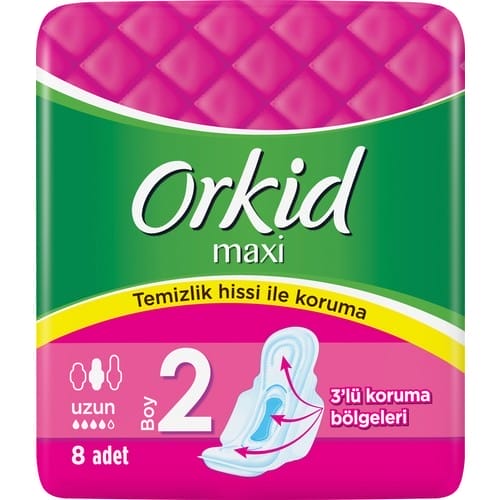 Orkid Maxi Uzun Ped 8 Adet